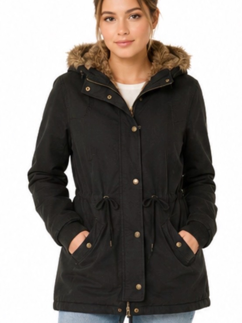 HOLLISTER Heritage Collection Faux Fur Lined Anorak Jacket L outdoors winter ski